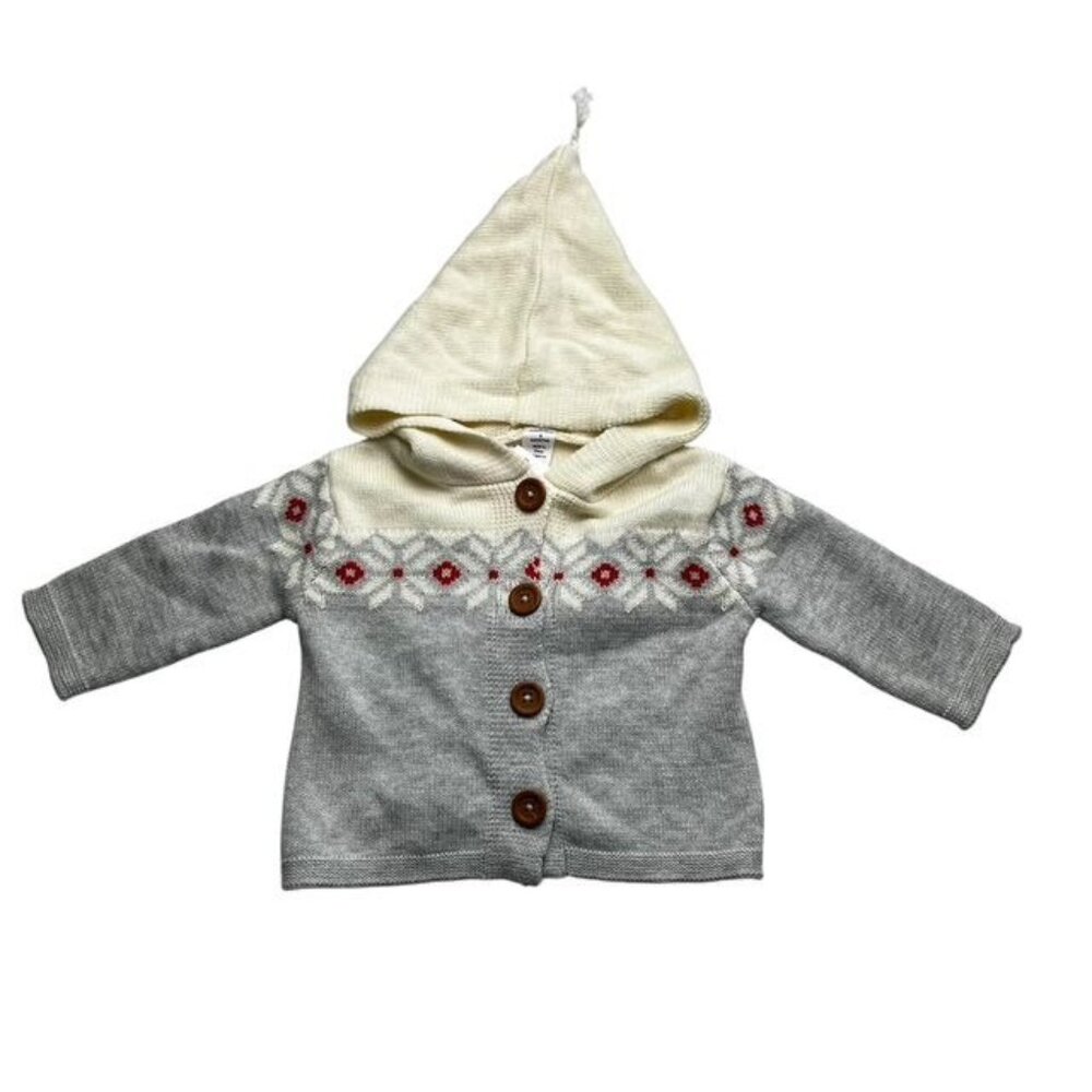 Nordstom Organic Cotton Fair Isle Hooded Cardigan 6 Months New